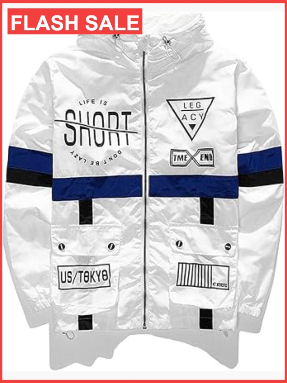 Men's Lightweight Windbreaker Jacket Hooded Zip Up Anorak